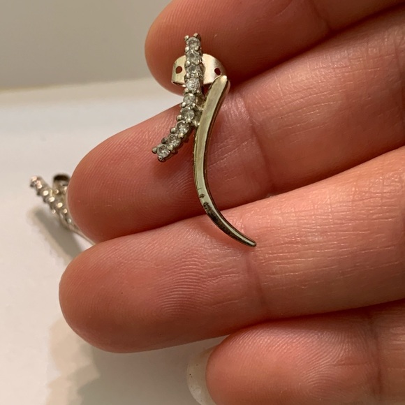 .925 Pure Sterling Silver & CZ Climber Earrings - Picture 3 of 5